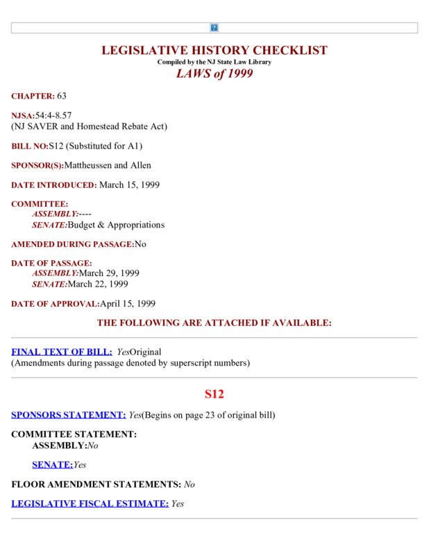 The &ldquo;New Jersey School Assessment Valuation Exemption Relief and 